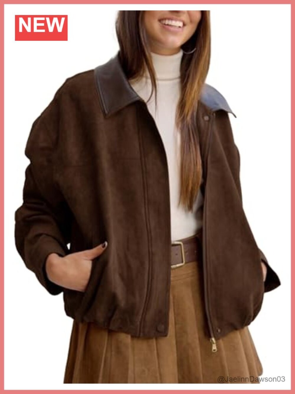 Faux Suede Bomber Jacket Womens Cropped Zip Up Casual Streetwear